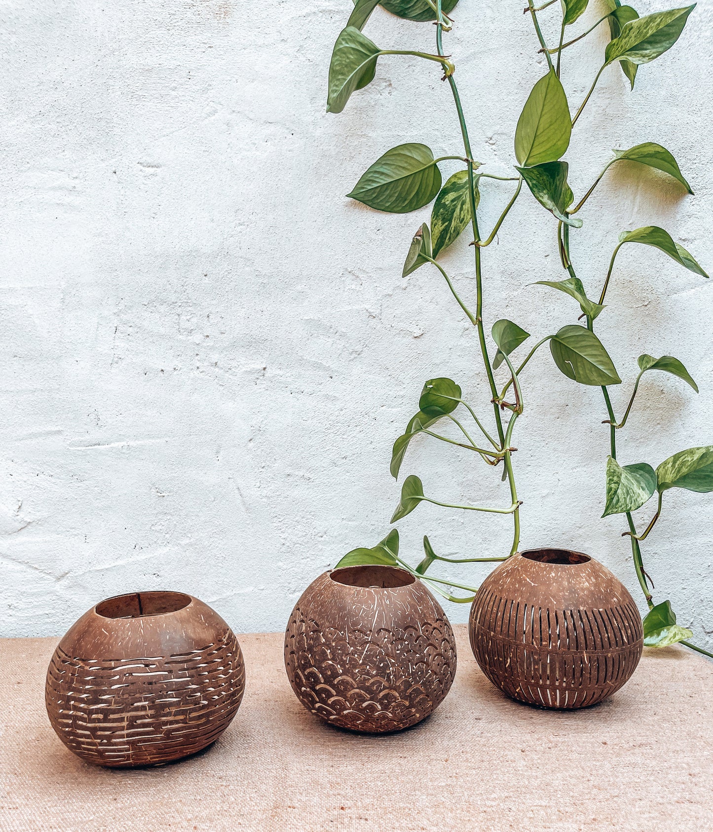 Kokosnoot kaars - verticale streepjes