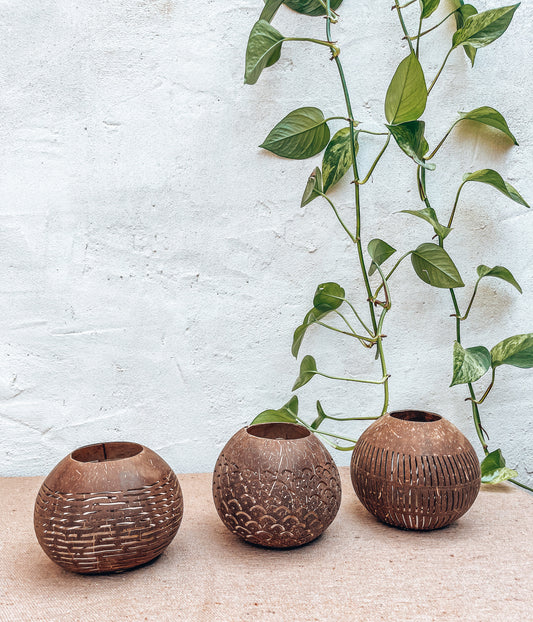 Kokosnoot kaars - verticale streepjes